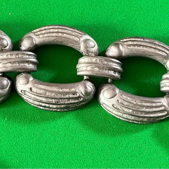 Givenchy New Old Stock Vintage Pewter Tone Chunky Link Bracelet